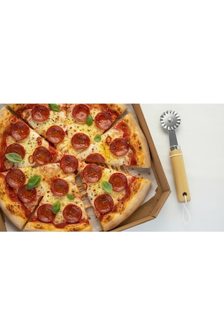İtalyan Tasarım Pizza Dilimleyici Şık Ahşap Tasarım Renkli