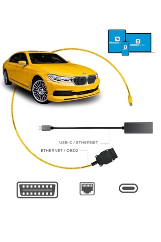 Jfınd BMW F / G Serisi Enet Kablosu + Usb Tip C Adaptör Bimmercode