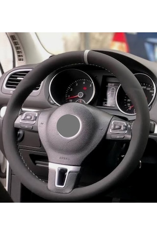 Opel Astra H Dikmeli Direksiyon Kılıfı Alkantra Gri Yüzüklü