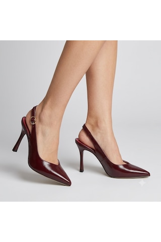 Kindep Park Moda Burnu Kapalı Topuklu 8 Cm Kadın Ayakkabı Bordo