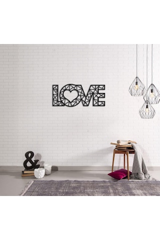 Cajuart Dekoratif Modern Siyah Büyük Ahşap Love Yazısı Tablo Aşk
