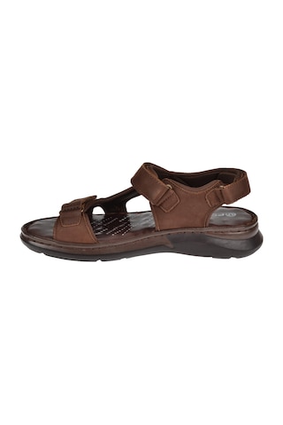 Forelli Hakiki Deri Comfort Cırtlı Erkek Sandalet For-40526 Kahve Nubuk Kahverengi