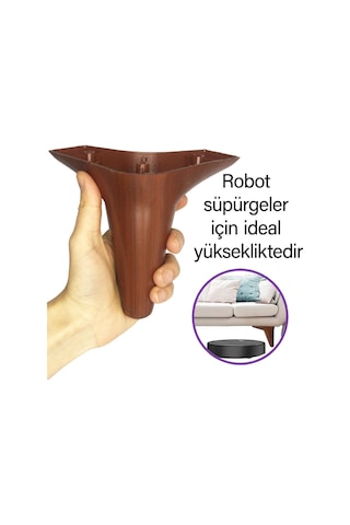 Zelve 12 Cm Ceviz Ahşap Desenli Lüx Mobilya Kanepe Sehpa Ünite Koltuk Ayağı Baza Ayak