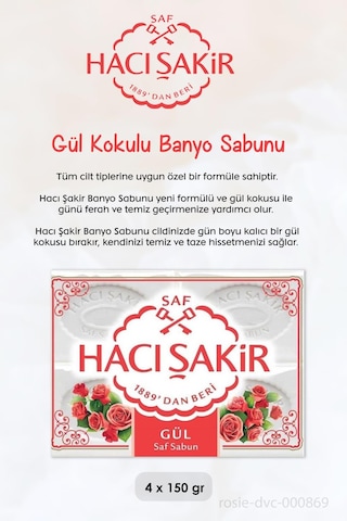 Hacı Şakir Nar 2si 1 Arada Şampuan 500 Ml, Gül Kokulu Banyo Sabunu 4 X 150 Gr Ve Rosıe