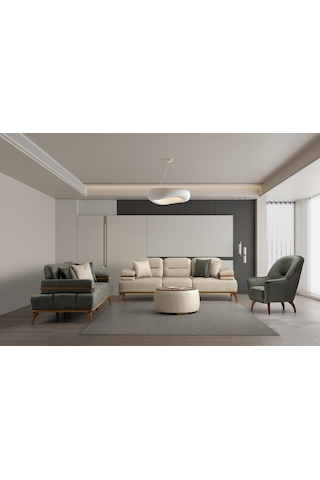 İnci Ahşap Ayaklı Berjer Yeşil