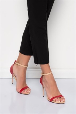 Fox Shoes Kırmızı/ten Rugan Kadın Topuklu Ayakkabı 7749112608 Kırmızı - Bej
