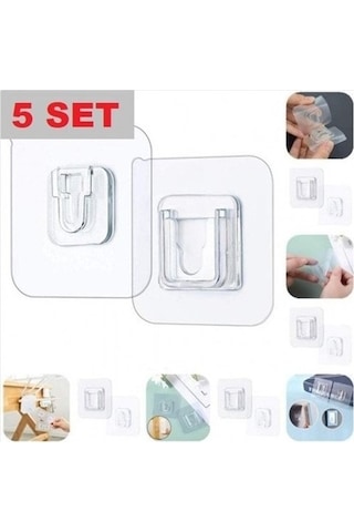 Cmt Geçmeli Klips Eşya Sabitleme Askısı 5 Set Plastik Malzeme İle Çok Amaçlı Kullanım - Hb4508b4ff53988 Şeffaf
