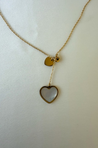 Jewels Of Hope Altın Rengi Ay Taşı Kalpli Kolye 316l Paslanmaz Çelik Antialerjik 57 Cm Altın
