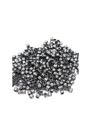 Harf Boncuk Akrilik Küp Siyah Beyaz 6 Mm 250 Gr