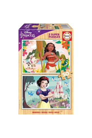 Educa 2x50 Disney Vaiana Ve Pamuk Prenses Kız Çocuk Ahşap Puzzle - 4-6 Yaş 1 Adet