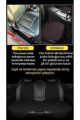 Organic Tay Tüyü Cepli & Terletmez Sırtlı Oto Koltuk Minder Seti - Koltuk Koruma Kılıfı 3'lü Set