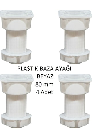 Plastik Baza Ayağı, Beyaz, 8 Cm 4 Adet Beyaz