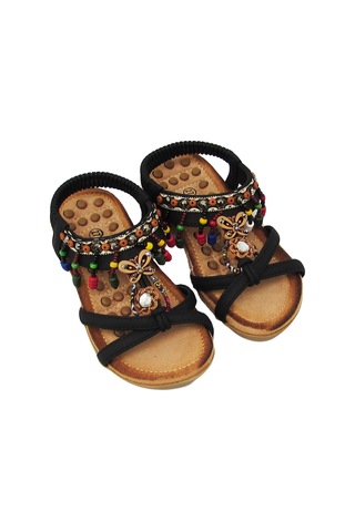 GUJA BLG22Y154 SİYAH KIZ ÇOCUK ARKADAN LASTİKLİ BONCUKLU SANDALET Siyah