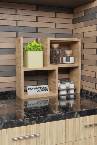 Tezgah Üstü Ayarlı Modüler Puzzle Baharatlık Rafı Atlantik Çam