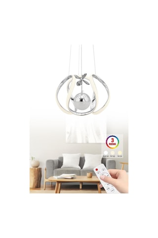 İstanbul Avize Bigiee Ledli Kumandalı Üç Renk Gümüş Lüx Modern Led Avize