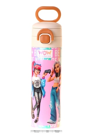Wow Generation 520 Ml Be You Baskılı Yeşil - Mor Kız Çocuk Çelik Termos Matara Çift İçim Kilitli Kapak - W6088