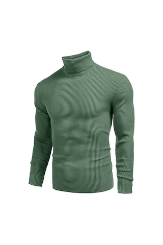 Polızeı Erkek Slim Fit Boğazlı Triko Kazak Esnek Dokulu Ada Çayı