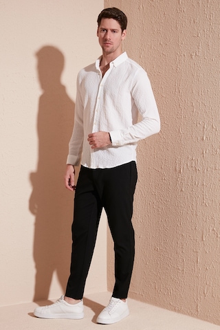 Buratti Pamuklu Çizgili Düğmeli Yaka Uzun Kollu Regular Fit Erkek Gömlek Cf23S112237 Beyaz