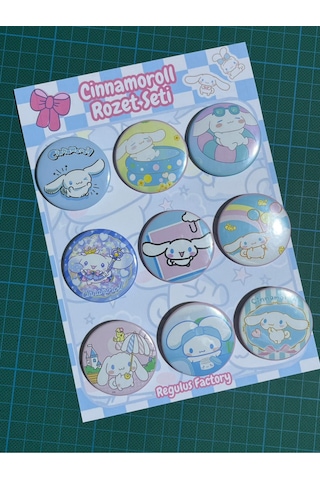 Cinnamoroll Karakterleri Rozet Seti 9 Adet 44mm