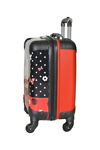 Nishev.com Evini Sev Mickey Mouse Woman Kız Çocuk Valizi Kırmızı Siyah Siyah