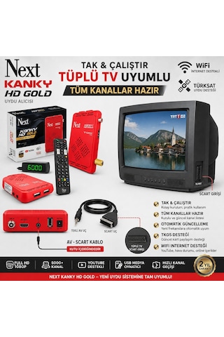 Next Kanky Hd Gold Full Hd Uydu Alıcısı Tüplü Tv Uyumlu Av Scart Kablolu, Tkgs Otomatik Güncelleme Next Kanky Hd Gold Full Hd Uydu Alıcısı Tüplü Tv Uyumlu Av Scart Kablolu, Tkgs Otomatik Güncelleme