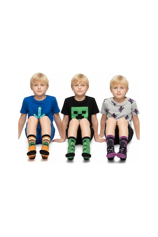 Seabubbles Minecraft Çocuk Çorap 3lü Set Set 1
