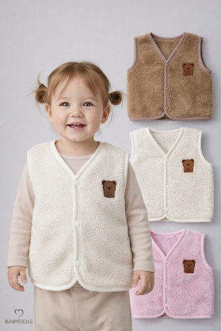 Babyden's 3 Lü Welsoft Yelek Seti Kız Bebek Ve Çocuk Kışlık Peluş Yumuşak Yelek,çıtçıtlı,rahat,günlük Çok Renkli
