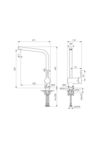 Ideal Standard Bc174xg Ceralook Kuğu Eviye Bataryası Mat Siyah Antrasit