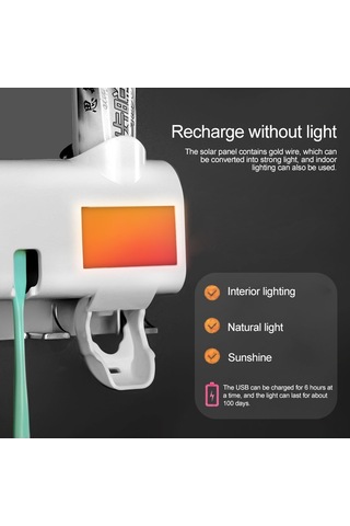 Sones Ultraviyole Diş Fırçası Sterilizatörü Banyo Duvara Monte Diş Fırçası Tutucu Siyah Diğer