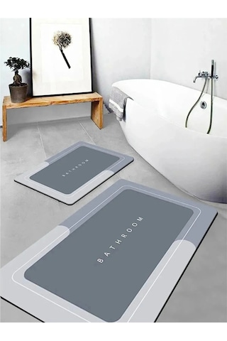 Dikdörtgen Sihirli Su Emici Kaydırmaz Banyo Paspası Ayak Matı Kaymaz Tabanlı Abdest Paspası 58x38 Cm Diğer