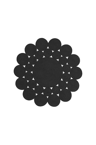 Cool Halı Luke 508 Siyah Yuvarlak Halı Bohem Örgü Hasır Kilim Dekoratif Mutfak Balkon Banyo Halısı