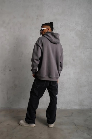 Erkek 3 İplik Pamuklu Kapüşonlu Kanguru Cepli Sweatshirt Hoodie - Gri Gri