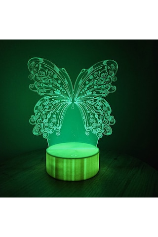 Kelebek Figürlü 3d Led Gece Lambası Rgb Renk Değiştiren Dekorat