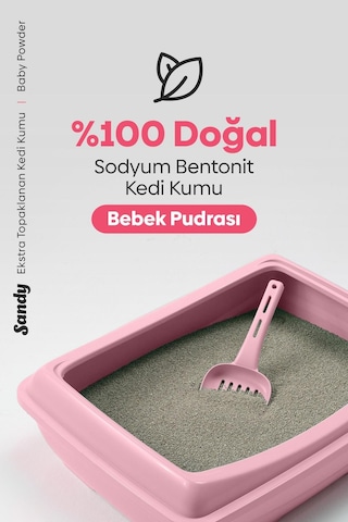 Sandy Bebek Pudrası Kokulu Topaklanan Kedi Kumu 2 x 10 KG