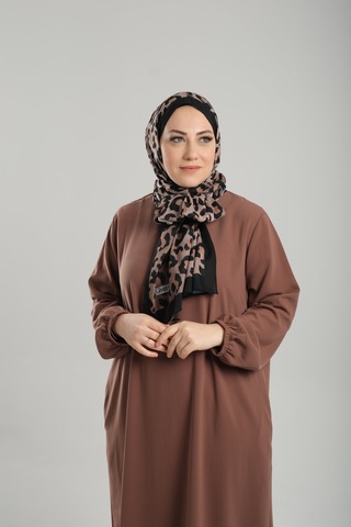 Giverny Gold Desenli Şal Kesik Elyaf Pamuksu Leopar Dijital Baskılı 202125 03 Gold