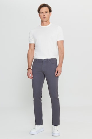 AC&Co / Altınyıldız Classics Erkek Antrasıt Pamuklu Slim Fit Dar Kesim 5 Cepli Armürlü Esnek Casual Pantolon Antrasit