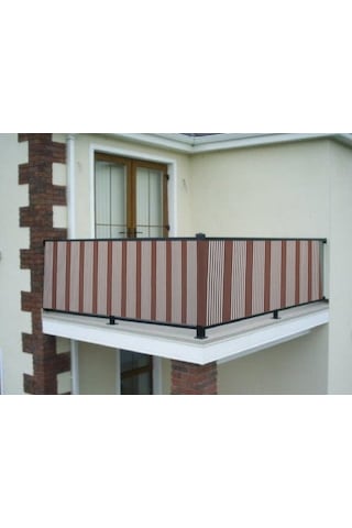 Ceylan Home Balkon Demir Perdesi Bağcıklı Kahve İnce Çizgili 950x80 Kahverengi
