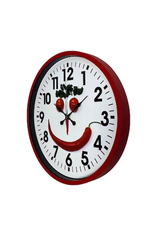 Büro Ev Ofis Hediyesi İçin 36cm Kırmızı Happy Kitchen Mutfak Duvar Saati Diğer