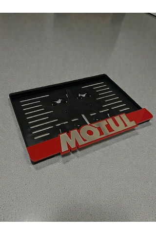 Motorsiklet Motul Plakalık Kırmızı Kabartmalı Krom Yazı 1 Adet Motor Plakası