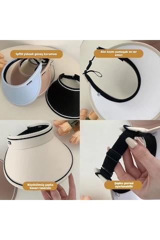 Snapbuy UV Korumalı Yazlık Kadın Vizör Şapka - Kırık Beyaz