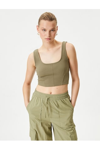 Koton Crop Atlet U Yaka Askılı Haki 4sak10015ek 4SAK10015EK871