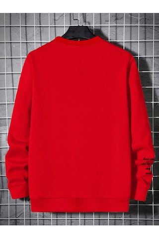 Startmore Kırmızı Unisex Kadın/erkek Never Renkli Oversize Bisiklet Yaka Pamuklu
