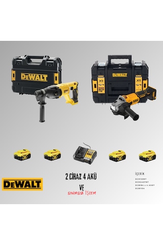 Dewalt DCH133NT + DCG407NT 4 Adet 5 Amper Akü + Şarj Aleti Set