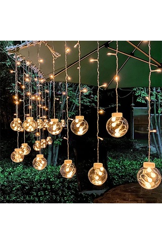 Padalink Islak Dayanımlı 12 İsteği Topu Işıklı Zincir, Bahçe Çimen Bahçe Düğün Dekorasyonu, Islak Beyaz Işık, Pil Usb Çift Kullanim, 3.5 Metre, 8 Fonksiyonlu Noel Ağacı Işıklı Zinciri Çok Renkli