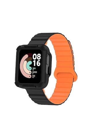Xiaomi Redmi Watch 2 Silikon Kordon Zore Krd-105 Strap Kayış-siyah-turuncu