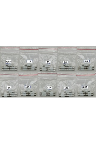 Yate10 5x20 Seramik Sigorta Seti 50x 10 Tür Poşetliyate10 5x20 Se