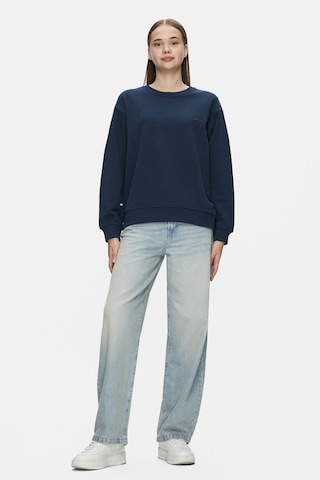 Ucla Sunnıva Lacivert Bisiklet Yaka Nakışlı Loose Fit Kadın Sweatshirt Lacivert