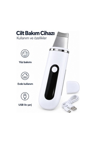 Usb Şarjlı Metal Spatula Uçlu Beyaz Yüz Ve Cilt Bakım Cihazı - Lisinya