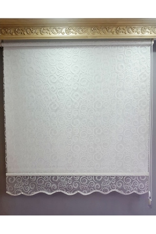 1.Kalite Oval Desenli Çift Mekanizmalı Tül Stor Perde