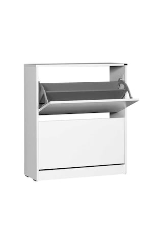 Flat Duo 2 Katlı Geniş Ayakkabılık Dolabı - Beyaz
